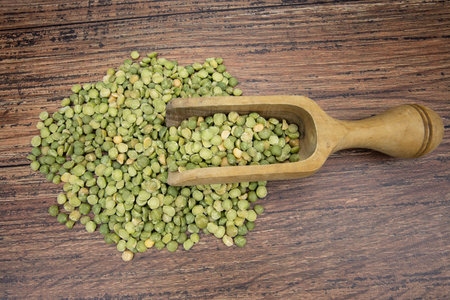 Raw split peas on a table