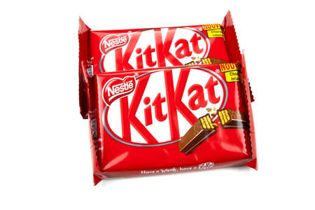KitKat Brand chocolate bar package made by NestlÃ¨