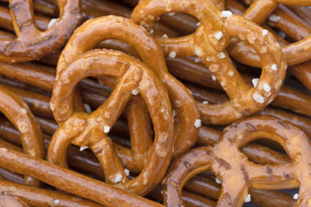 Close up of salty bavarian pretzel for appetizerの写真素材