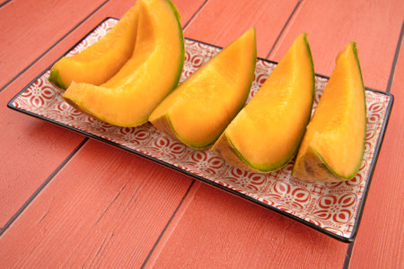 melon wedges on a table