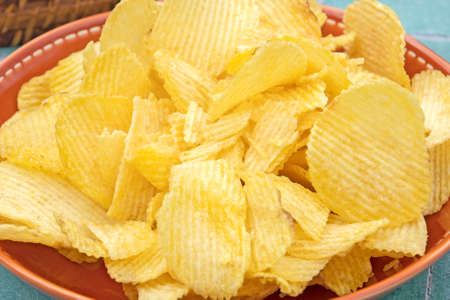 dish of crisps on a table