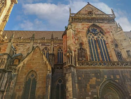 Saint-Martin church in the town of Colmar in Alsaceの写真素材