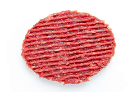 minced steak isolated on a white backgroundの写真素材