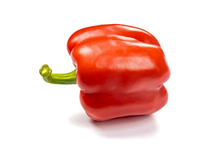 red ripe peppers isolated on white backgroundの写真素材