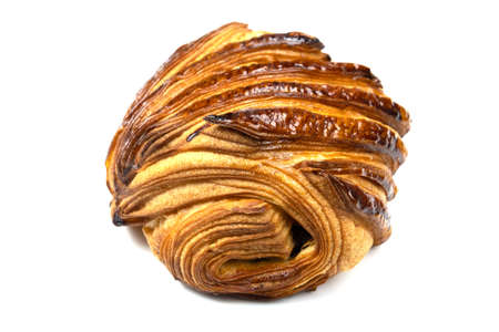 chocolate bread in closeup isolated on a white backgroundの写真素材