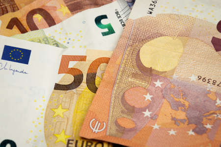 euro money banknotes, currency and finance concept, close up