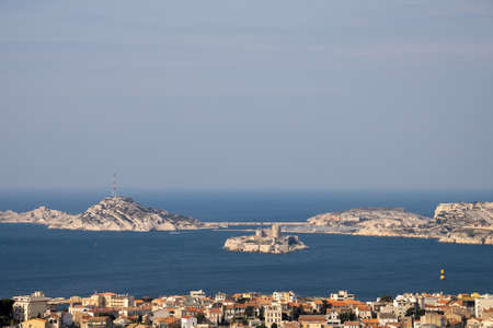 distant view of the city of Marseilleの写真素材