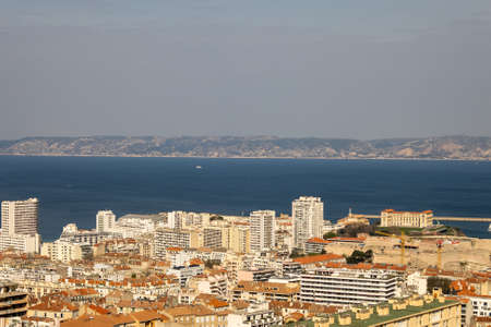 distant view of the city of Marseilleの写真素材
