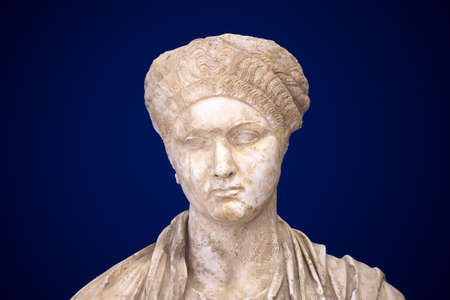 Close up of a statue in the Theo Desplans Archaeological Museum of Vaison La Romaine in Franceのeditorial素材