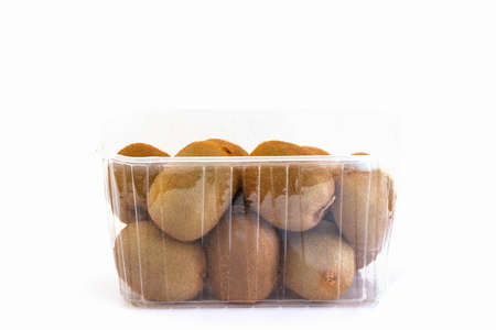 punnet of kiwi on a white backgroundの写真素材