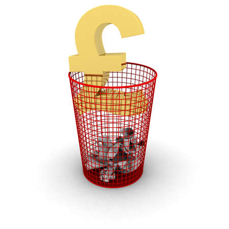 Gold Pound Symbol in Binの写真素材