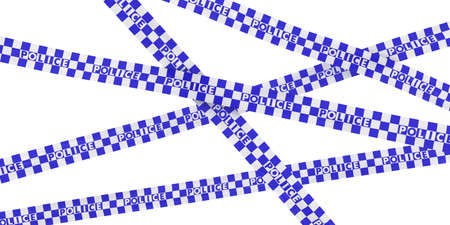 Blue and White Checkered Police Tape Backgroundの写真素材