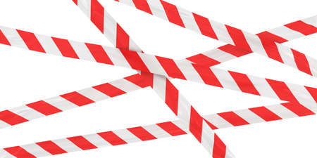 Red and White Striped Barrier Tape Backgroundの写真素材