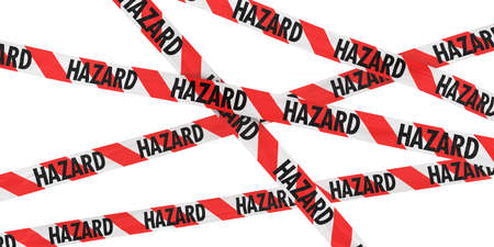 Red and White Striped HAZARD Tape Backgroundの写真素材