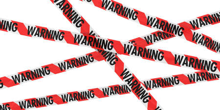 Red and White Striped WARNING Tape Backgroundの写真素材