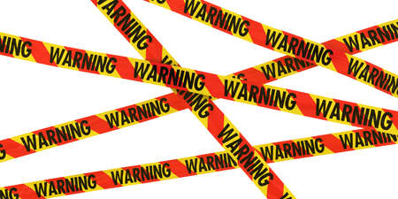 Red and Yellow WARNING Tape Backgroundの写真素材