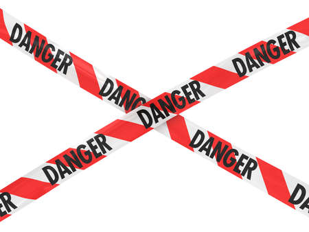 Red and White DANGER Tape Crossの写真素材