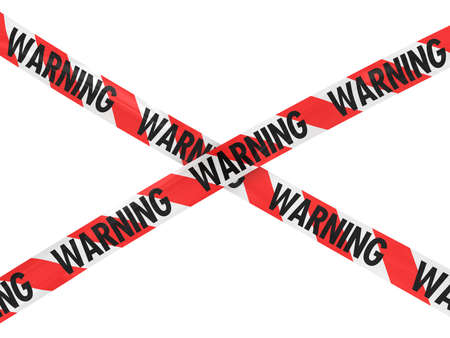 Red and White WARNING Tape Crossの写真素材