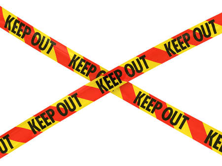 Red and Yellow KEEP OUT Tape Crossの写真素材
