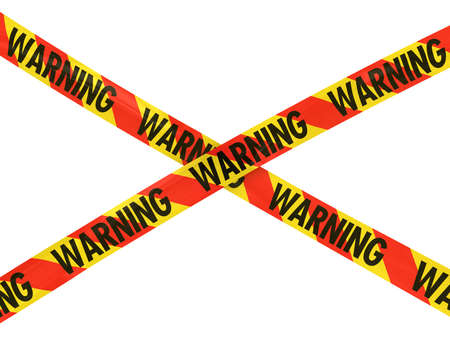 Red and Yellow Striped WARNING Tape Crossの写真素材
