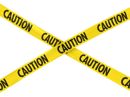 Yellow and Black CAUTION Tape Crossの写真素材
