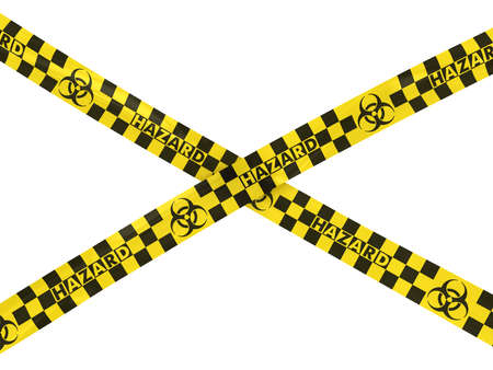 Biohazard Checkered Hazard Tape Crossの写真素材