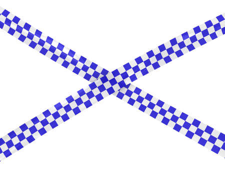 Blue and White Checkered Emergency Tape Crossの写真素材