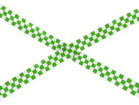 Green and White Checkered Tape Crossの写真素材
