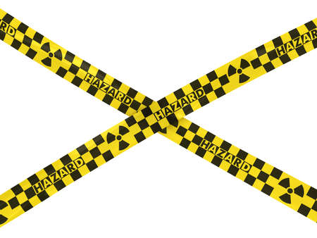 Radiation Hazard Checkered Tape Crossの写真素材