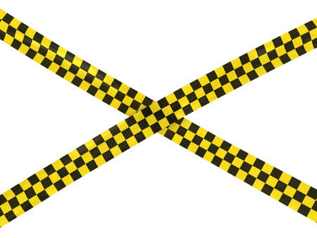 Yellow and Black Checkered Hazard Tape Crossの写真素材