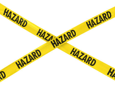 Yellow and Black HAZARD Tape Crossの写真素材