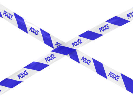 Striped Police Tape Crossの写真素材