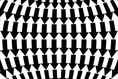 Black and White Arrows Projected on Sphere Interior Backgroundの写真素材