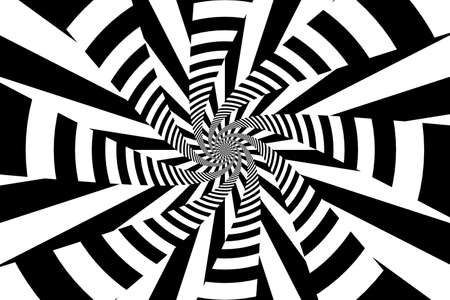 Black and White Psychedelic Swirling Lines and Stripes Abstract Background