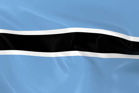 Waving Flag of Botswana - 3D Render of the Botswanian Flag with Silky Textureの写真素材