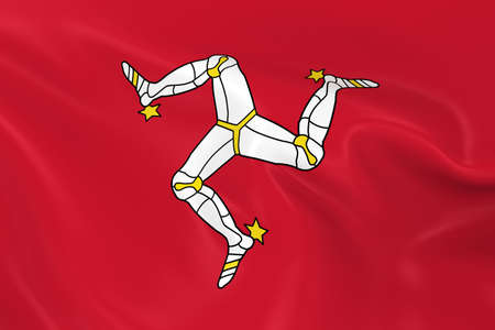 Waving Flag of the Isle of Man - 3D Render of the Manx Flag with Silky Textureの写真素材