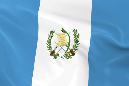 Waving Flag of Guatemala - 3D Render of the Guatemalan Flag with Silky Textureの写真素材