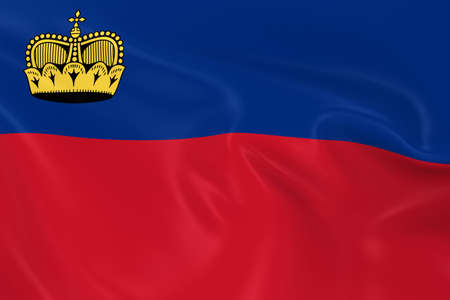 Waving Flag of Liechtenstein - 3D Render of the Liechtensteinian Flag with Silky Textureの写真素材