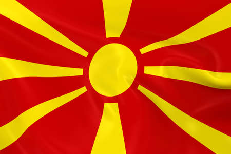 Waving Flag of Macedonia - 3D Render of the Macedonian Flag with Silky Textureの写真素材