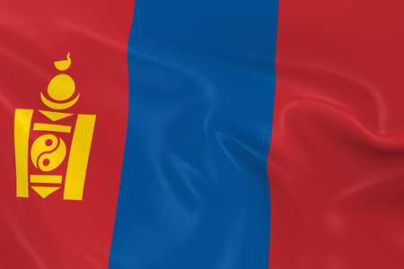 Waving Flag of Mongolia - 3D Render of the Mongolian Flag with Silky Textureの写真素材