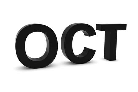 OCT Black 3D Text - October Month Abbreviation on Whiteの写真素材