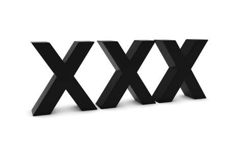 XXX Black 3D Text Isolated on White with Shadowsの写真素材