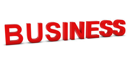 BUSINESS Red 3D Text Isolated on White with Shadowsの写真素材