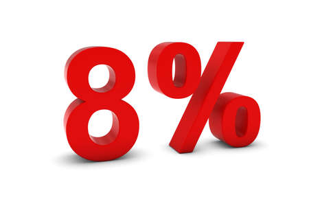 8% - Eight Percent Red 3D Text Isolated on White
