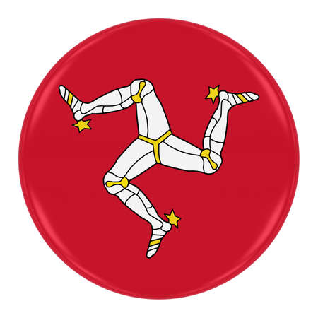 Manx Flag Badge - Flag of the Isle of Man Button Isolated on Whiteの写真素材
