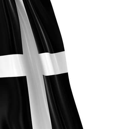 Hanging Flag of Cornwall - 3D Render of the Cornish Flag Draped over white backgroundの写真素材