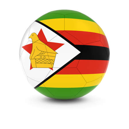 Zimbabwe Football - Zimbabwean Flag on Soccer Ballの写真素材