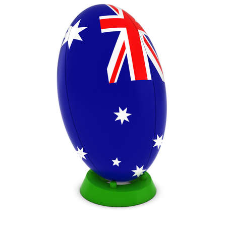 Australia Rugby - Australian Flag on Standing Rugby Ballの写真素材