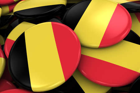 Pile of Belgian Flag Badges - Flag of Belgium Buttons piled on top of each otherの写真素材
