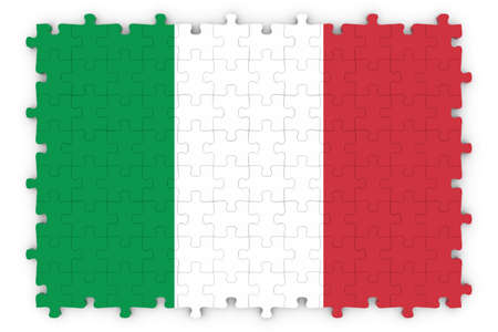Italian Flag Jigsaw Puzzle - Flag of Italy Puzzle Isolated on Whiteの写真素材